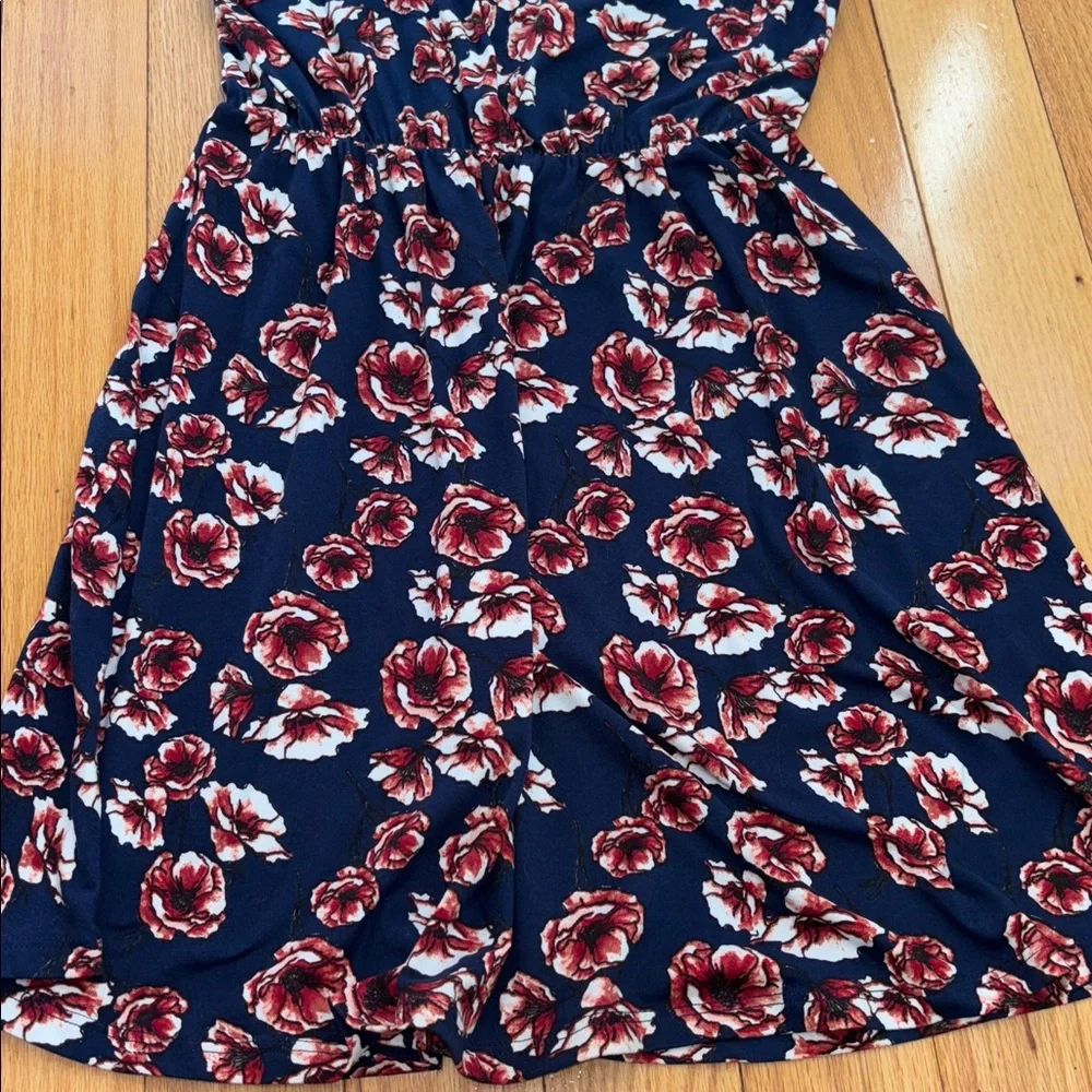 French Grey Navy Floral Knit Dress Stretch & Soft size M - Picture 3 of 6